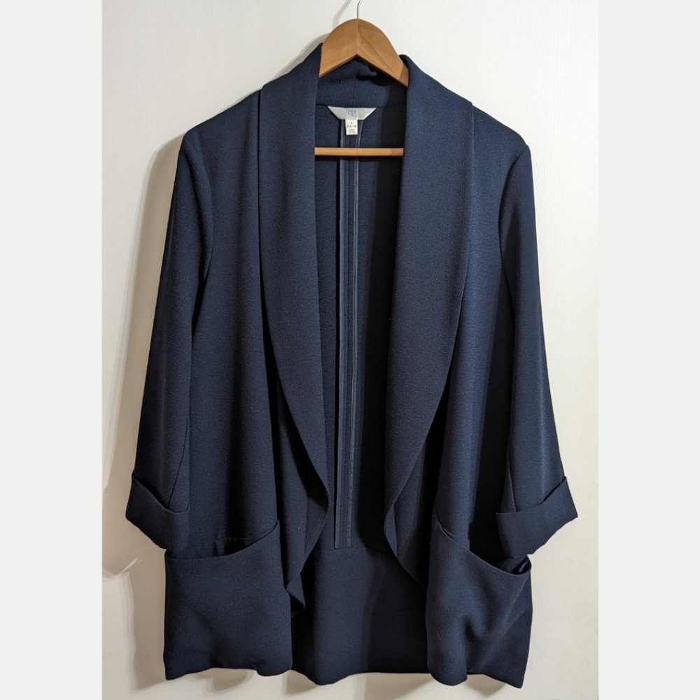 TIME and TRU Navy Blue Blazer with High Low Hem Size Large